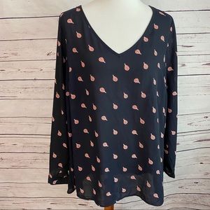 Torrid Navy Air Balloon Print Chiffon Blouse Sz 1X